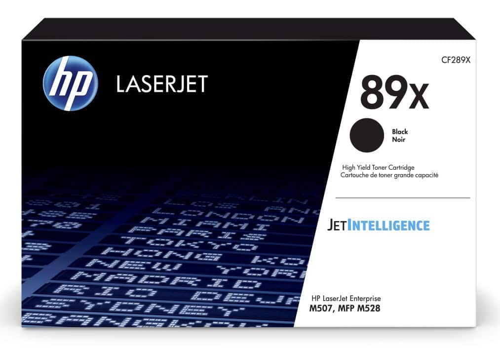 HP CF289X č. 89X. Vysokokapacitní toner, pro tiskárny LaserJet Enterprise M507, M528, LaserJet Enterprise M507dn (1PV87A), LaserJet Enterprise M507x (1PV88A), LaserJet Enterprise MFP M528dn (1PV64A), LaserJet Enterprise MFP M528f (1PV65A) a LaserJet Enterprise MFP M528z Flow (1PV67A). Výtěžnost až 10000 stran.